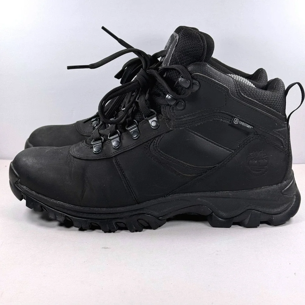Timberland White Ledge Mid Waterproof Hiking Boots Black Leather Mens 8.5 2731R